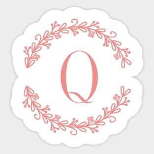 Pink Monogram Letter Q Sticker